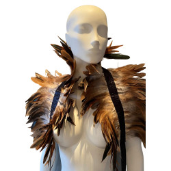 Kinky Diva Couvre-Épaules Plumes Beige-Marron